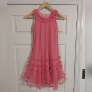 Jona Michelle girls pink tulle layered dress size 8 (READ CONDITION)